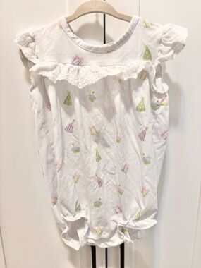 Cecil and Lou White Party Print Baby Girl Romper